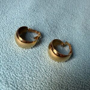 Heavy Gold Hoop Clip-On Earrings